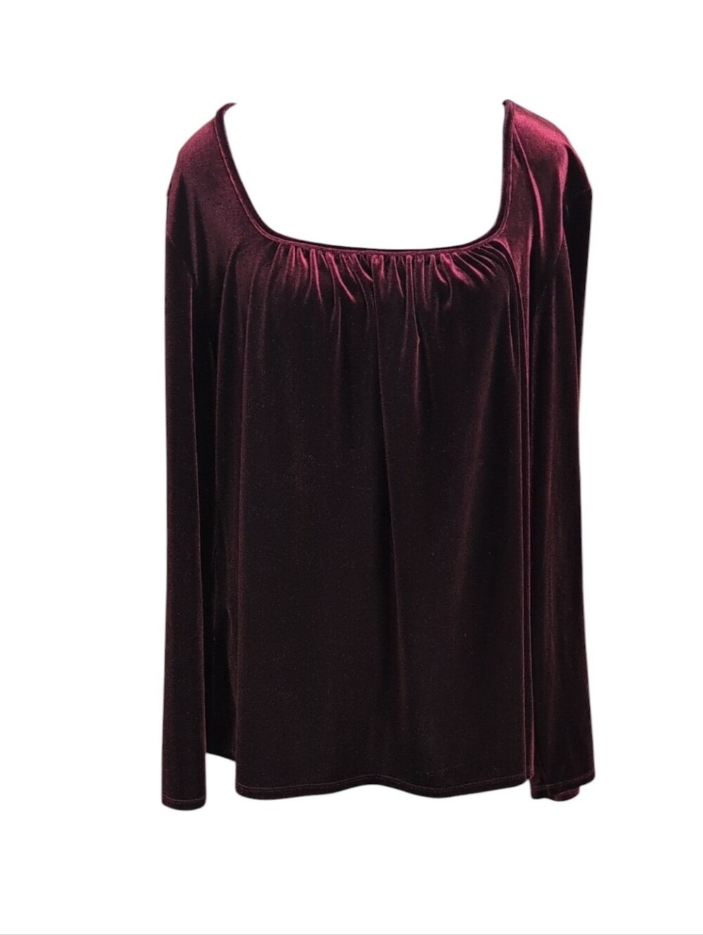 Lane Bryant Burgundy Red Velvet Square Neck Long Sleeve Top Size 18-20
